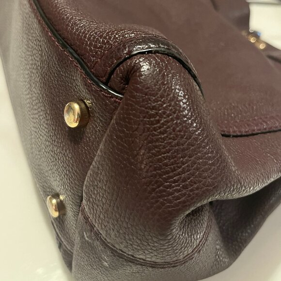 Coach Turnlock Edie Shoulder Bag 36855 Oxblood Pebbled Leather Chain Carryall - Picture 10 of 13